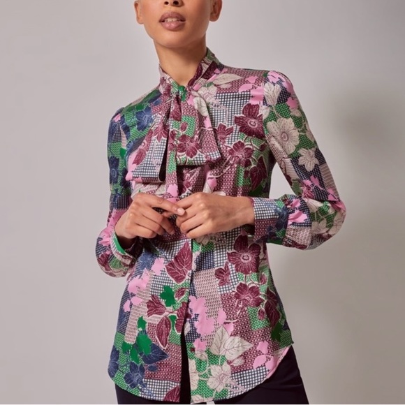 HAWES & CURTIS BLACK & WHITE KITTEN BOW BLOUSE 20” PTP - Picture 4 of 4